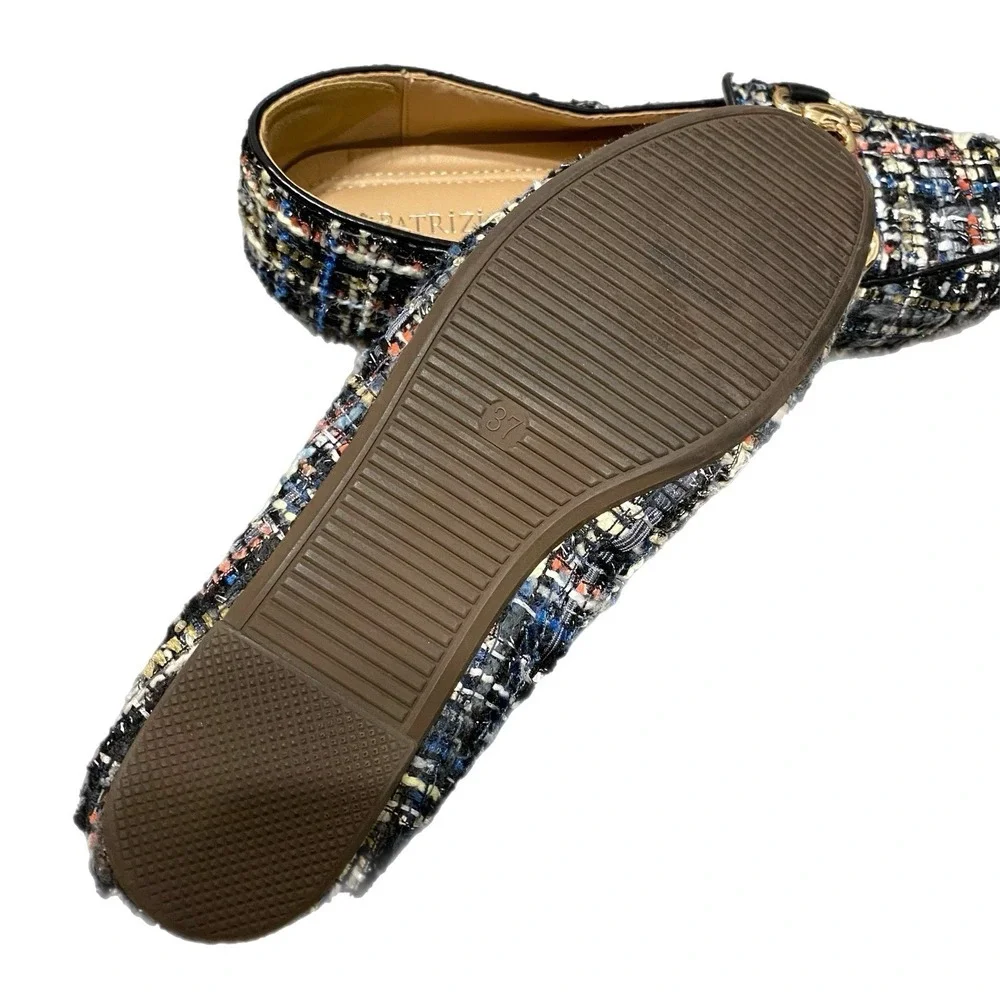 Patrizia Knitknot Ballerina Flats Women 37 Boucle Tweed Classic Preppy